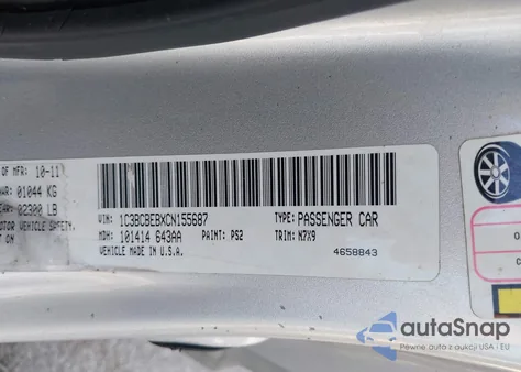 2012 Chrysler 200 Touring из США, поврежденный, VIN 1C3BCBEBXCN155687